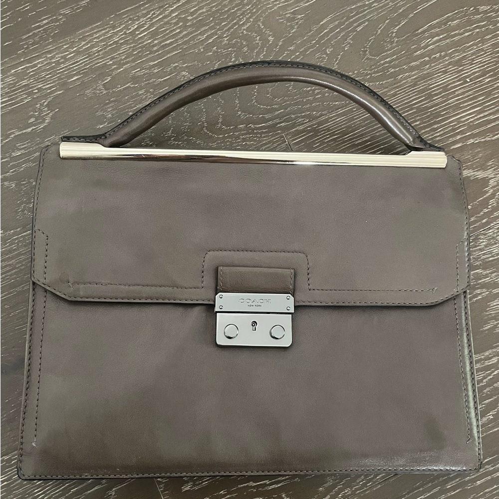 Gray leather Coach purse